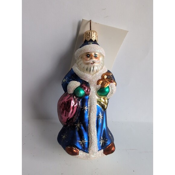 Christopher Radko Santa Blue Robe Petite Pere Noel Blown Glass Hand-Painted Vtg - Picture 1 of 4